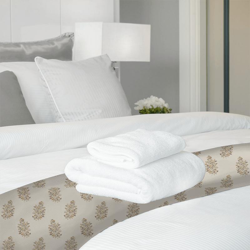 Sanderson Elysian Fabrics Wendell Embroidery Honey/Grey Bed Runner