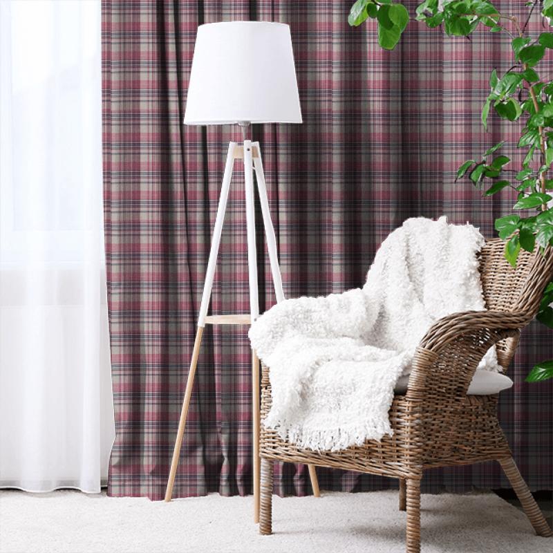 Sanderson Islay Wools Bryndle Check Mulberry/Fig Made To Measure Curtain