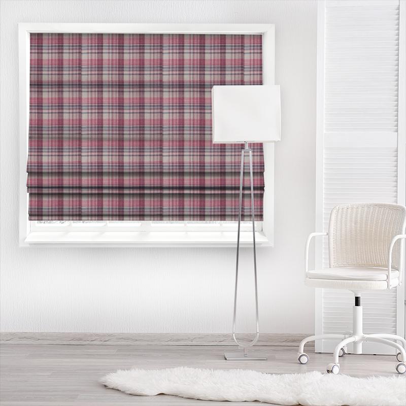 Bryndle Check Mulberry/Fig Made To Measure Roman Blind Sanderson Islay Wools Bryndle Check Mulberry/Fig Made To Measure Roman Blind