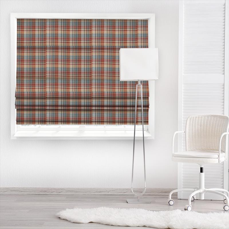 Sanderson Islay Wools Bryndle Check Russet/Amber Made To Measure Roman Blind