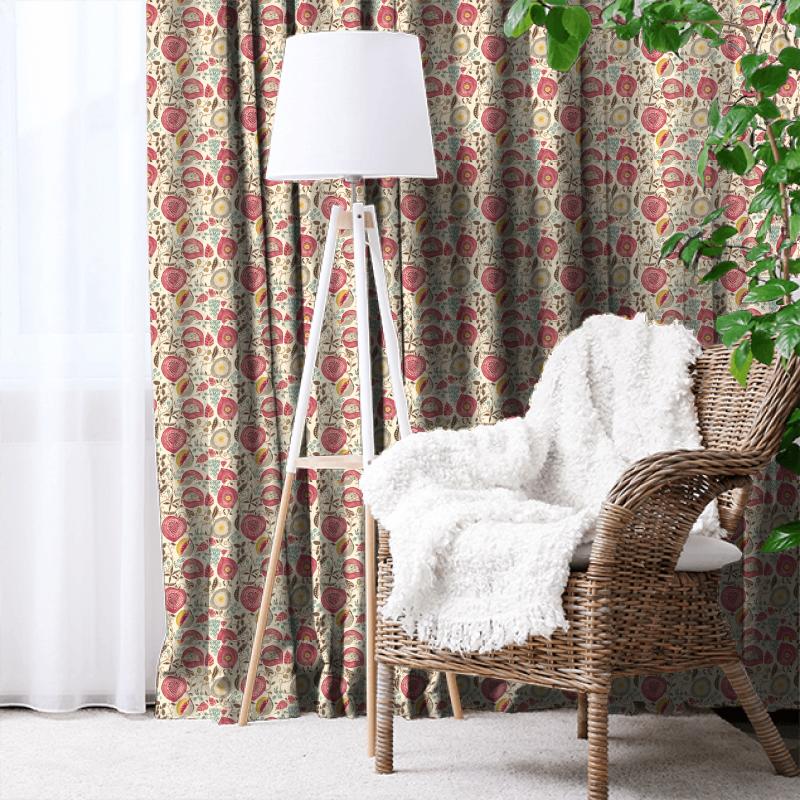Sanderson Sojourn Prints & Embroideries Peas & Pods Cherry/Linen Made To Measure Curtain