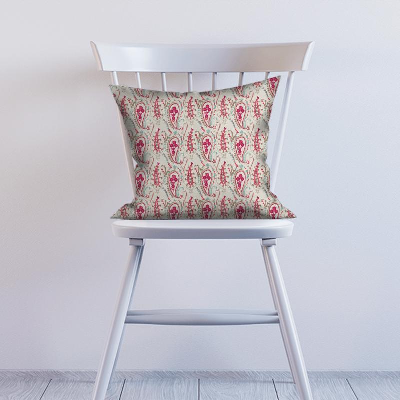 Sanderson Sojourn Prints & Embroideries Jamila Coral/Aqua Cushion