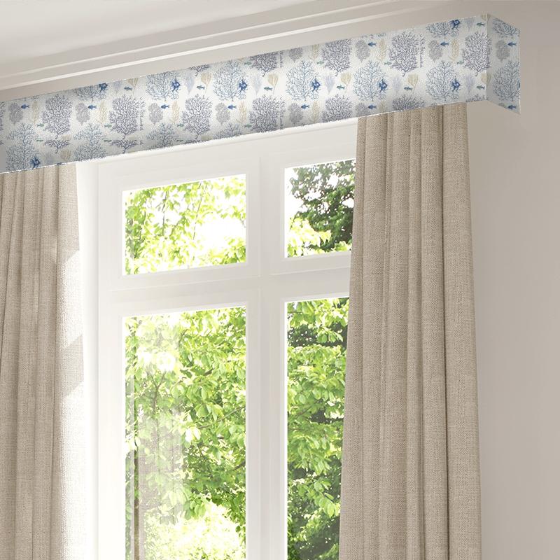 Sanderson Voyage of Discovery Coral & Fish Marine/Blue Pelmet