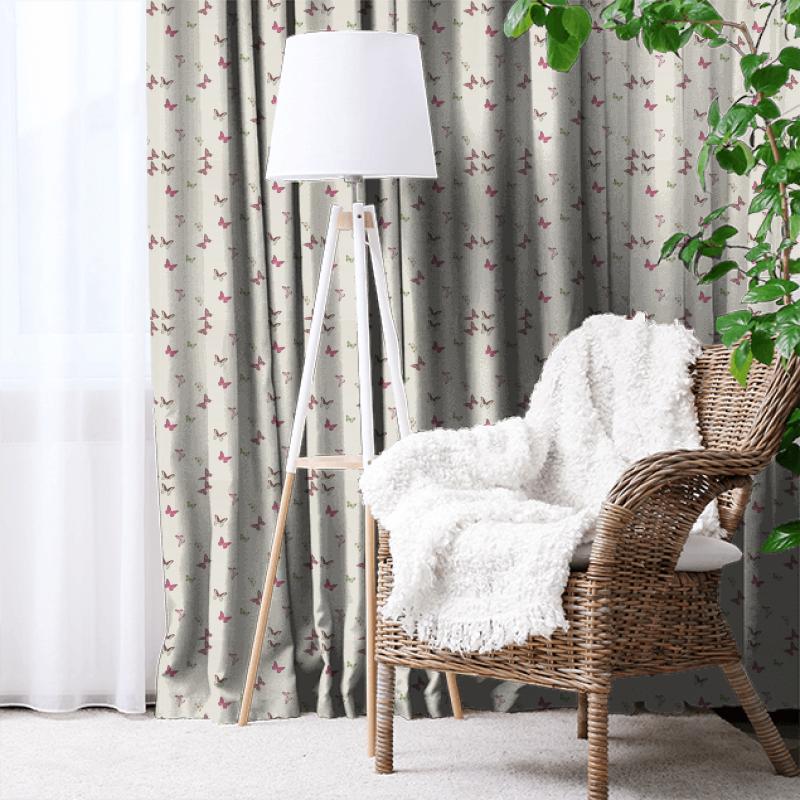 Sanderson Woodland Walk Butterfly Voile Fuchsia/Cream Made To Measure Curtain