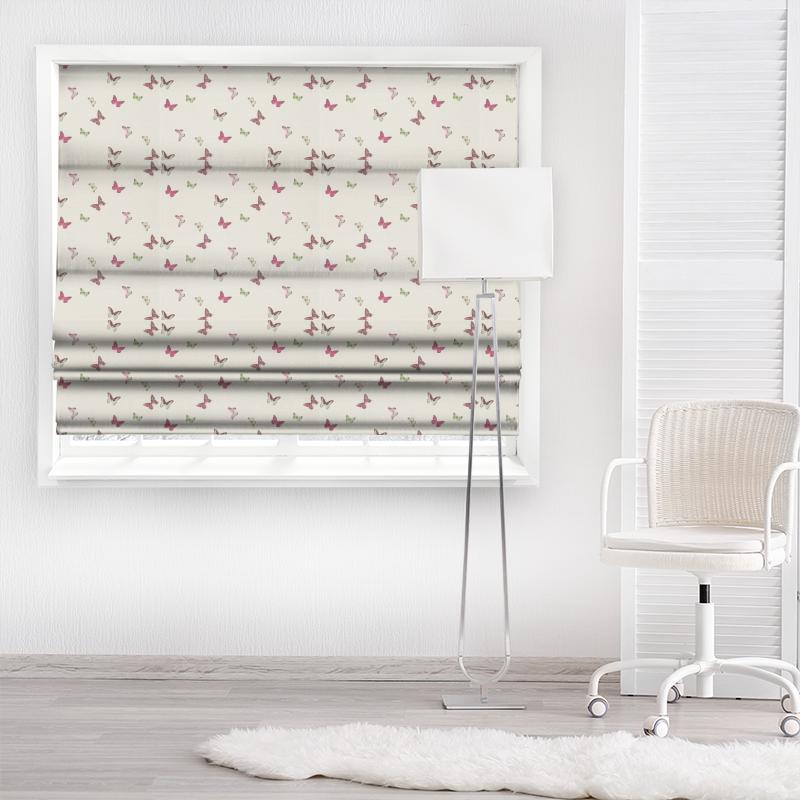 Sanderson Woodland Walk Butterfly Voile Fuchsia/Cream Made To Measure Roman Blind